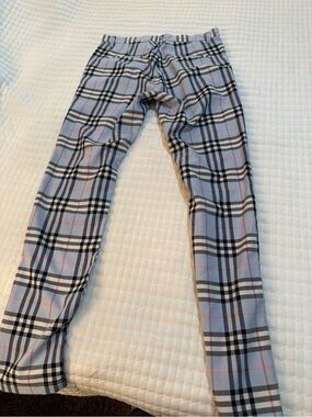Plaid Dress Pants - Light Blue with Black & White Check
